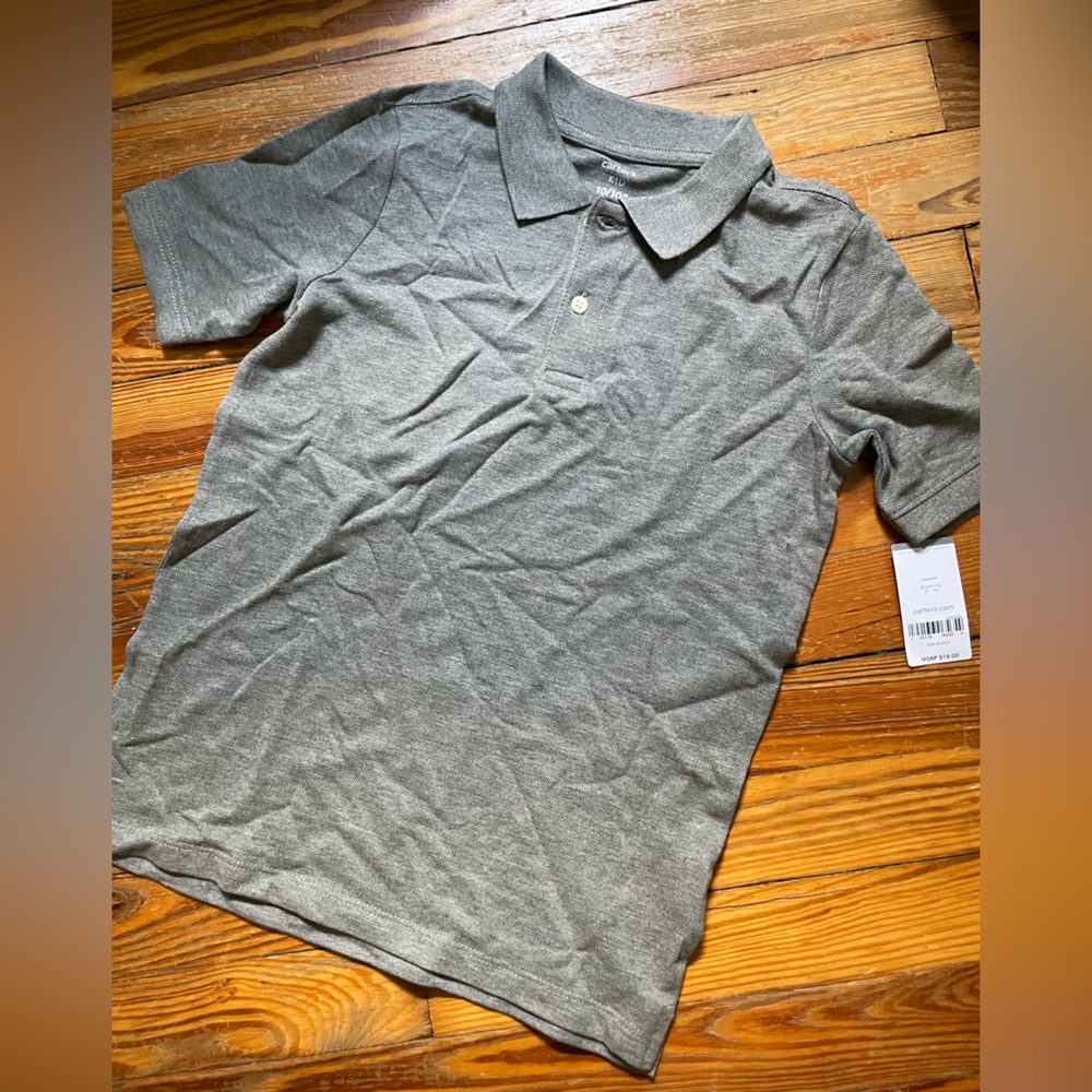 Carter's NWT 10 boys Heather Gray Polo Shirt